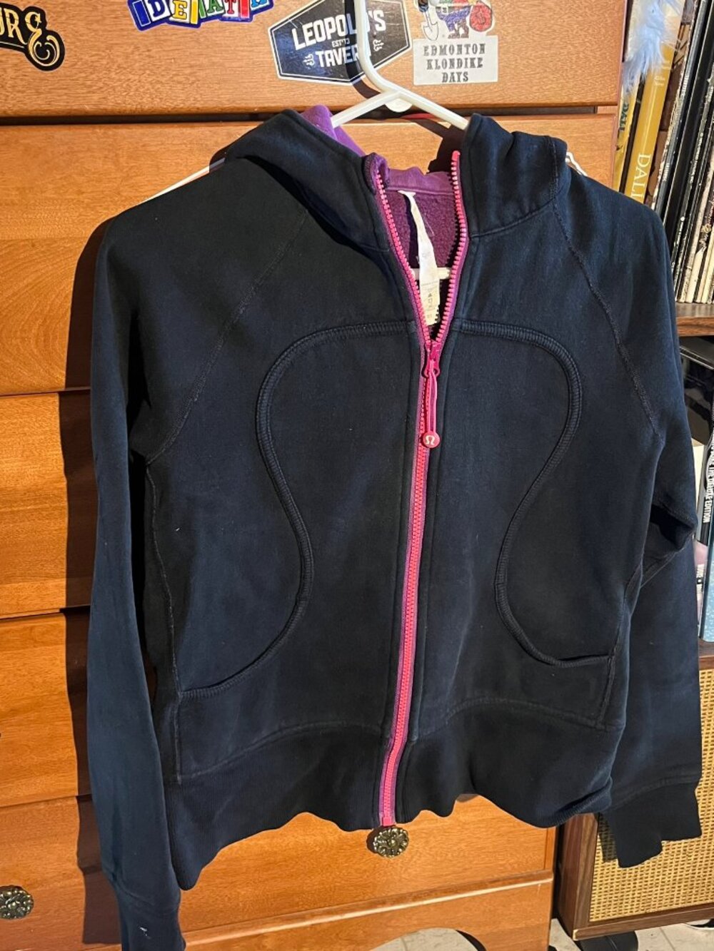 Lululemon Scuba Full-Zip Hoodie - Black with Pink/Purple Contrast